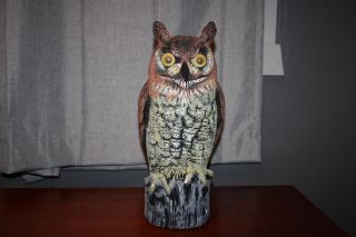Vintage Blow Mold Owl Decoy Halloween Decoration Prop 16 "