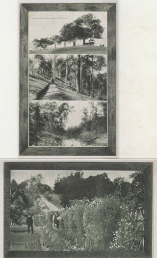 Vintage Postcard 2 X Q.  I.  T.  Bureau Mt Cootha &botanic Gardens Brisbane 1900s