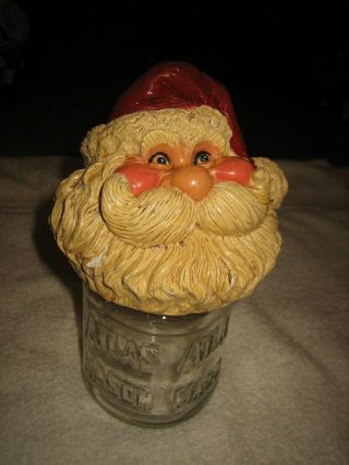 Glass Atlas Mason Jar With Santa Claus 