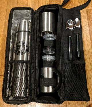 Harley Davidson Motorcycle Roast And Roll Coffee Carrier Picnic Thermos