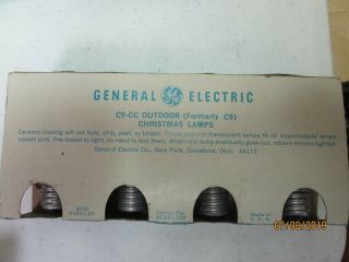 Vintage Christmas Lights GE C - 9 1/2 44 Ceramic Coated Bulbs Rare Old USA Box 3