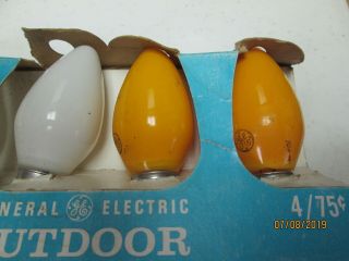 Vintage Christmas Lights GE C - 9 1/2 44 Ceramic Coated Bulbs Rare Old USA Box 4