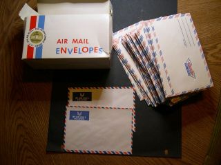 48 Vintage Via Air Mail Correo Aereo Par Avion Envelope 6 1/2 X 3 5/8 Box Ez