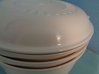 TUPPERWARE 4 PIECE STACKING STEAM N SERVE COOKER MICROWAVE ALMOND 2