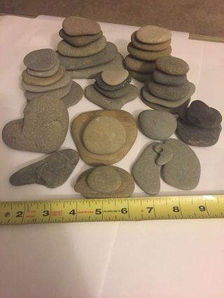 38 Flat Stones,  - Thin Smooth Beach Rocks - Pebble Art Crafts Mosaics,  Zen