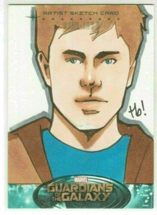 2014 Upper Deck Guardians Of The Galaxy Star - Lord Sketch Card By Tina Berardi