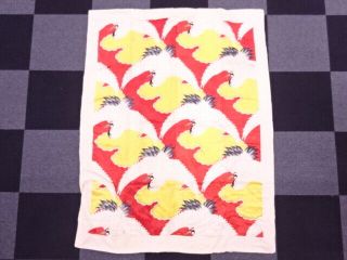 74197 Japanese Kimono / Vintage Cover For Futon / Cranes With Cloud