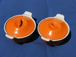 Le Creuset Flame Orange Enameled Cast Iron Mini Cocotte 14 Casseroles (set Of 2)