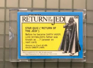 1983 Topps Star Wars Rotj Negative 1/1 Proof Card Star Quiz Topps Vault Hologram