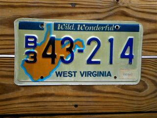 Great West Virginia License Plate Tag Number 43 214 Vintage Map Wild