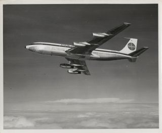 Large Vintage Photo - Pan Am Boeing 707 N707pa In - Flight