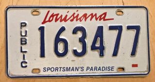 Rare Type Louisiana Public License Plate " 163477 " La City County State