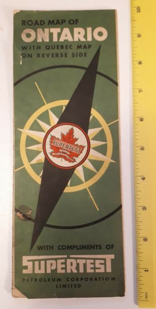 Rare & Attractive Cdn.  " 1952 Supertest Products Road Map " - Colourful - Very Good