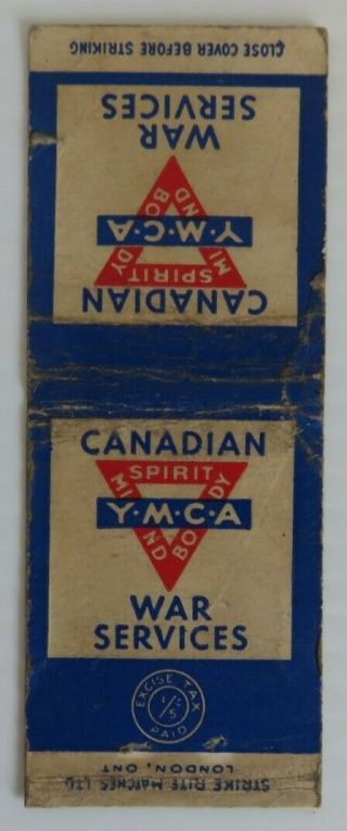 Vintage Wwii Canadian Ymca War Services Matchbook Cover Lot2 (inv24571)
