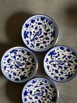 Set Of 4 Cama Deruta Blue And White 4 3/4 " Saucer