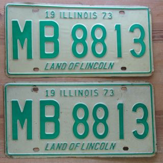 Illinois 1973 License Plate Pair - Quality Mb 8813