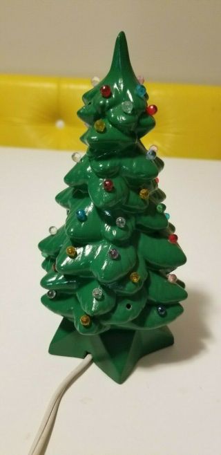 Vintage Ceramic Christmas Tree - 7 " Light Up Plastic Bulbs