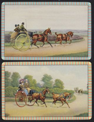 2 Single Vintage Swap/playing Cards People Horse Cart Id 