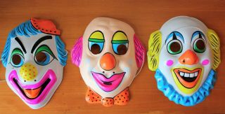 Vintage Halloween Masks Scary Clown Faces