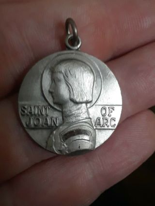 Vintage Saint Joan Of Arc Sterling Silver Medal Charm