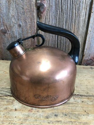 Vtg Antique Paul Revere Copper Kettle Tea Pot W/handle Steampunk