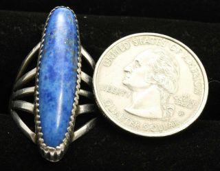 Vintage Navajo SIGNED B Sterling Silver Large Ornate Lapis Lazuli Ring Sz8 925 6