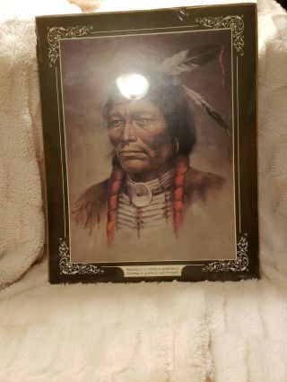 Vintage Bill Hampton Print - Native American Lone Hawk - Still In Wrapping