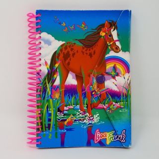 Vtg Lisa Frank Horse Rainbow Chaser Mini Notebook Spiral Bound Memo Diary 80s