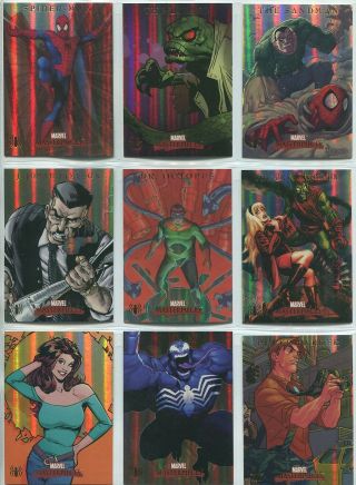 Marvel Masterpieces 2007 Complete 9 Card Chase Set Spiderman Fleer Foil Parallel