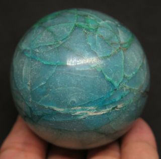 56mm 8.  6oz Natural Blue Chrysocolla Crystal Sphere Ball