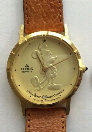 Lorus Unisex Mickey Mouse Gold Coin Vintage Wrist Watch Y481 - 1720 Ro