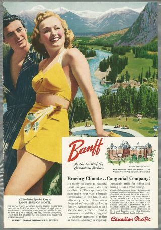 1942 Canadian Pacific Railway Advertisement,  Cpr,  Banff Springs Hotel