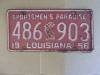1958 Louisiana Pelican License Plate 486 - 903