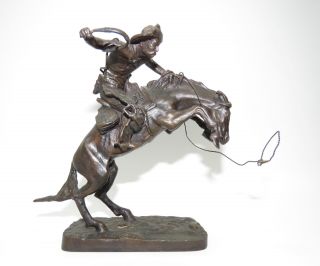 Frederic Remington Bronco Buster 1988 Franklin Bronze Statue 6 " Tall