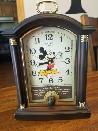 Mickey Mouse Walt Disney Musical Alarm Clock Seiko Mantel 7 Different Songs