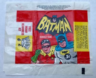 Vintage 1966 Batman Wrapper Bubble Gum Card Tv Show Headress Adam West