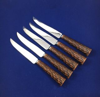 Westall Richardson Sheffield England 6 Stainless Faux Bone Handle Steak Knives C