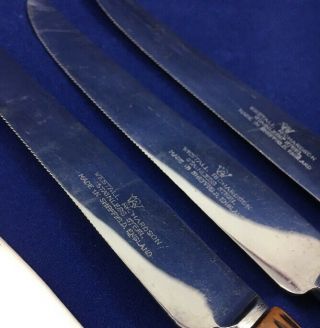 Westall Richardson Sheffield England 6 Stainless Faux Bone Handle Steak Knives C 2