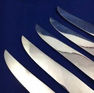 Westall Richardson Sheffield England 6 Stainless Faux Bone Handle Steak Knives C 3