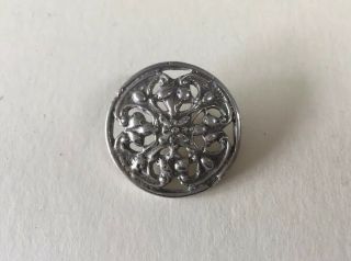 Single Vintage / Antique Sterling Silver Button,  Art Nouveau,  Birmingham 1901,