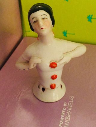Antique Porcelain German Half Doll Pincushion
