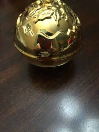 Reed & Barton Holly Bell 2002 - Ornament Gold Sleigh Bell