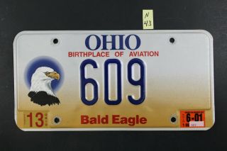 1998 Ohio Vanity License Plate 609 Embossed Bald Eagle 2001 Sticker (n - 43