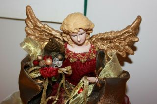Angel Christmas Tree Topper OR Table Centerpiece Gold Burgundy 2002 3
