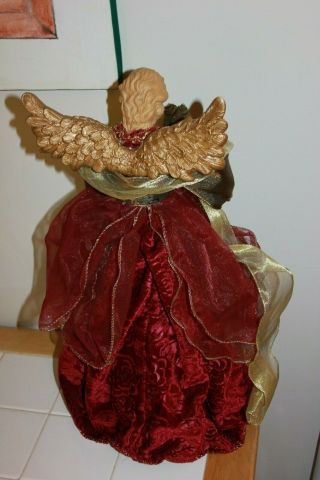 Angel Christmas Tree Topper OR Table Centerpiece Gold Burgundy 2002 4