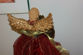 Angel Christmas Tree Topper OR Table Centerpiece Gold Burgundy 2002 5