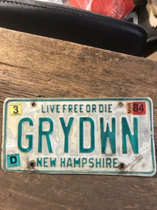 1984 Hampshire Nh License Plate Vanity Live Or Die Grydwn