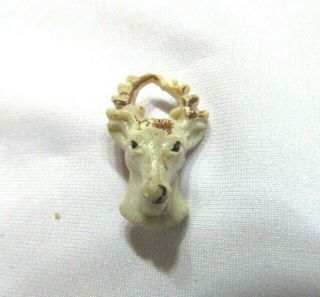 Vintage Deer Head W/antlers Realistic Celluloid Plastic Button - L - 7/8 " X W - 1/2 "