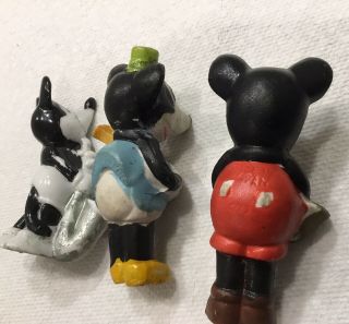 3 Antique Bisque Figures Disney’s Mickey & Minnie Playing Instruments Ca.  1930’s 3
