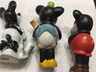 3 Antique Bisque Figures Disney’s Mickey & Minnie Playing Instruments Ca.  1930’s 4